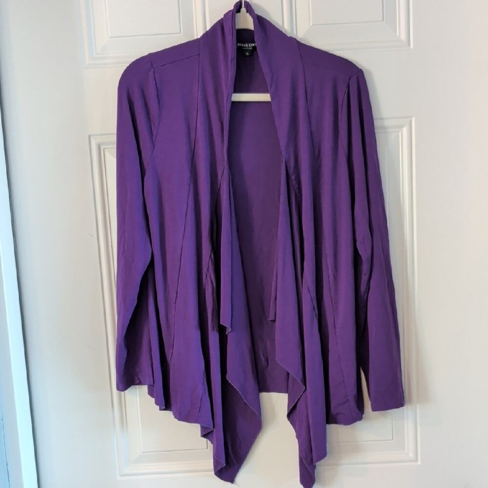 Urban Coco Purple Draped Open Front Cardigan XL Lightweight Stretch Layering